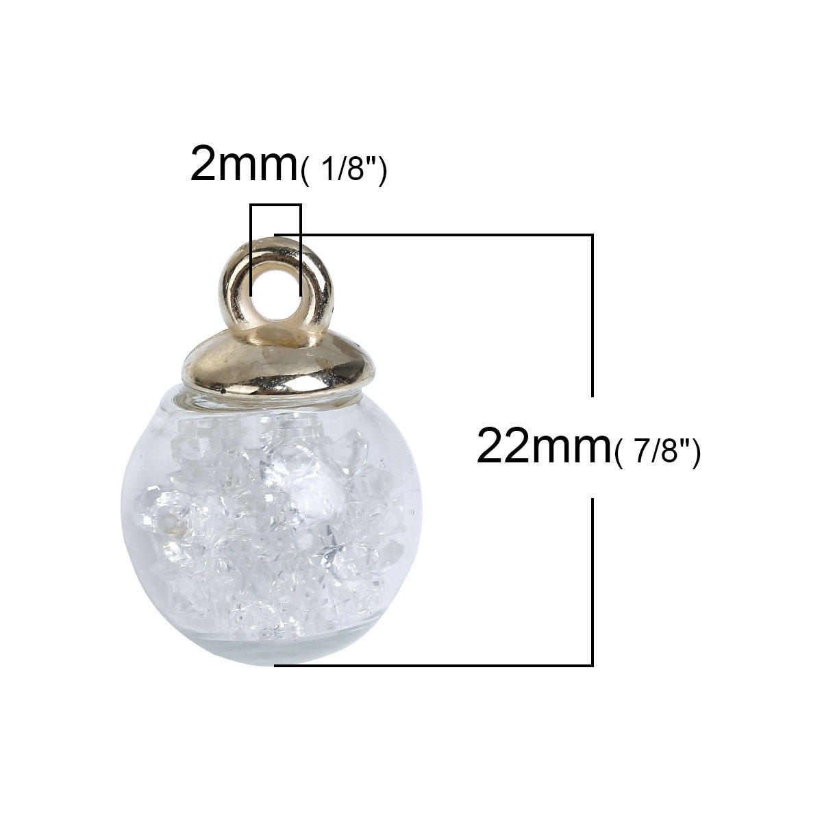 Berlock - Glasbubbla / hänge med stenar, Clear - 2