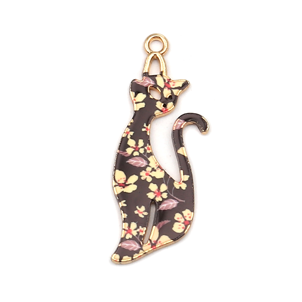 Charm   Enameld Cat Flower