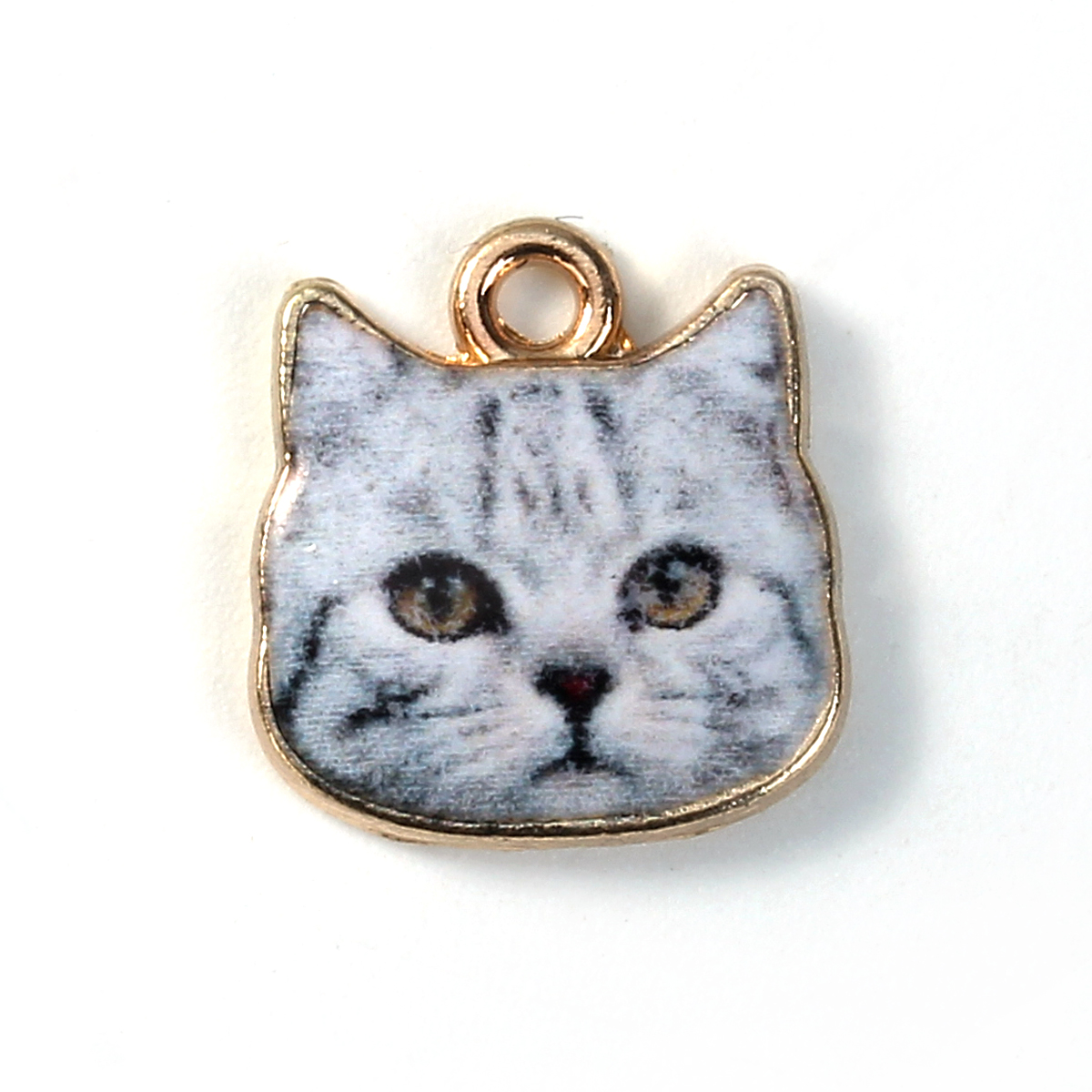 Charm   Enameld Cathead grey