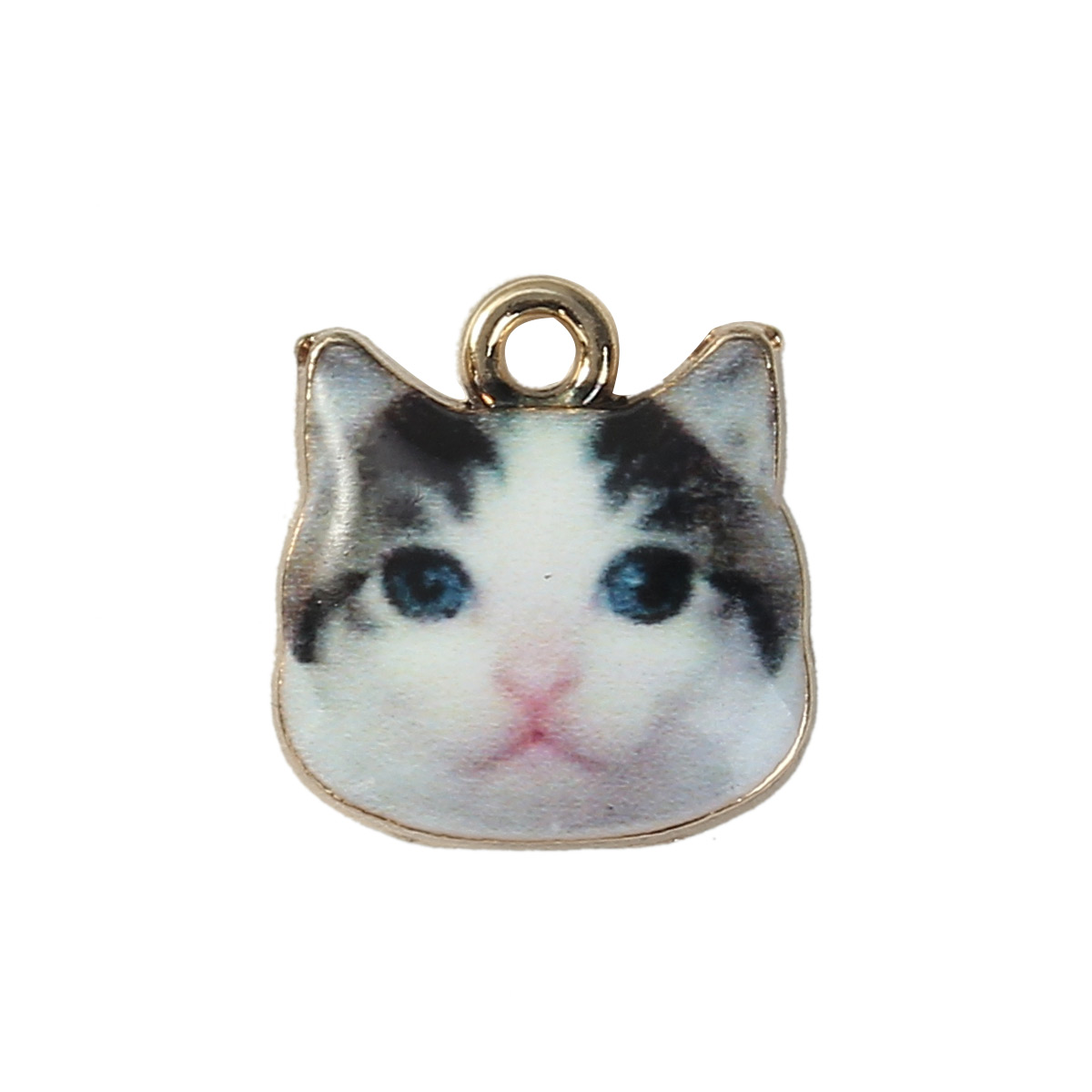 Charm   Enameld Cathead Black&White
