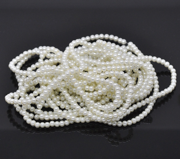 Vaxade Glaspärlor , 4mm Pärlemovit  /ivory