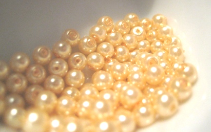 Vaxade Glaspärlor , 4mm  Ljusbeige