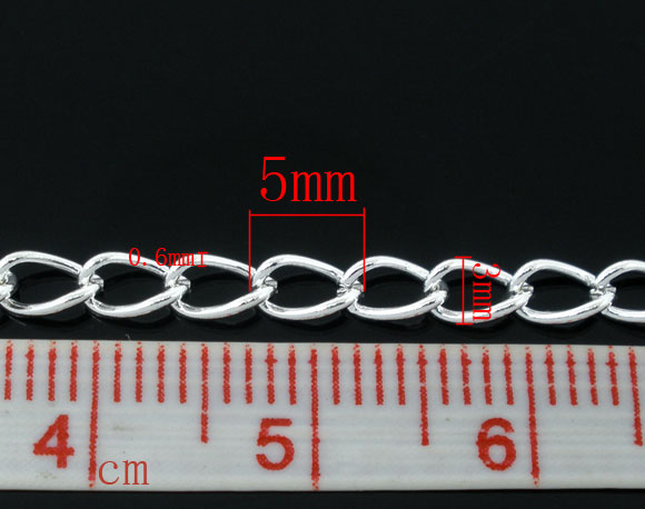 Kedja - mellan twist 5x3mm,  silver - 3