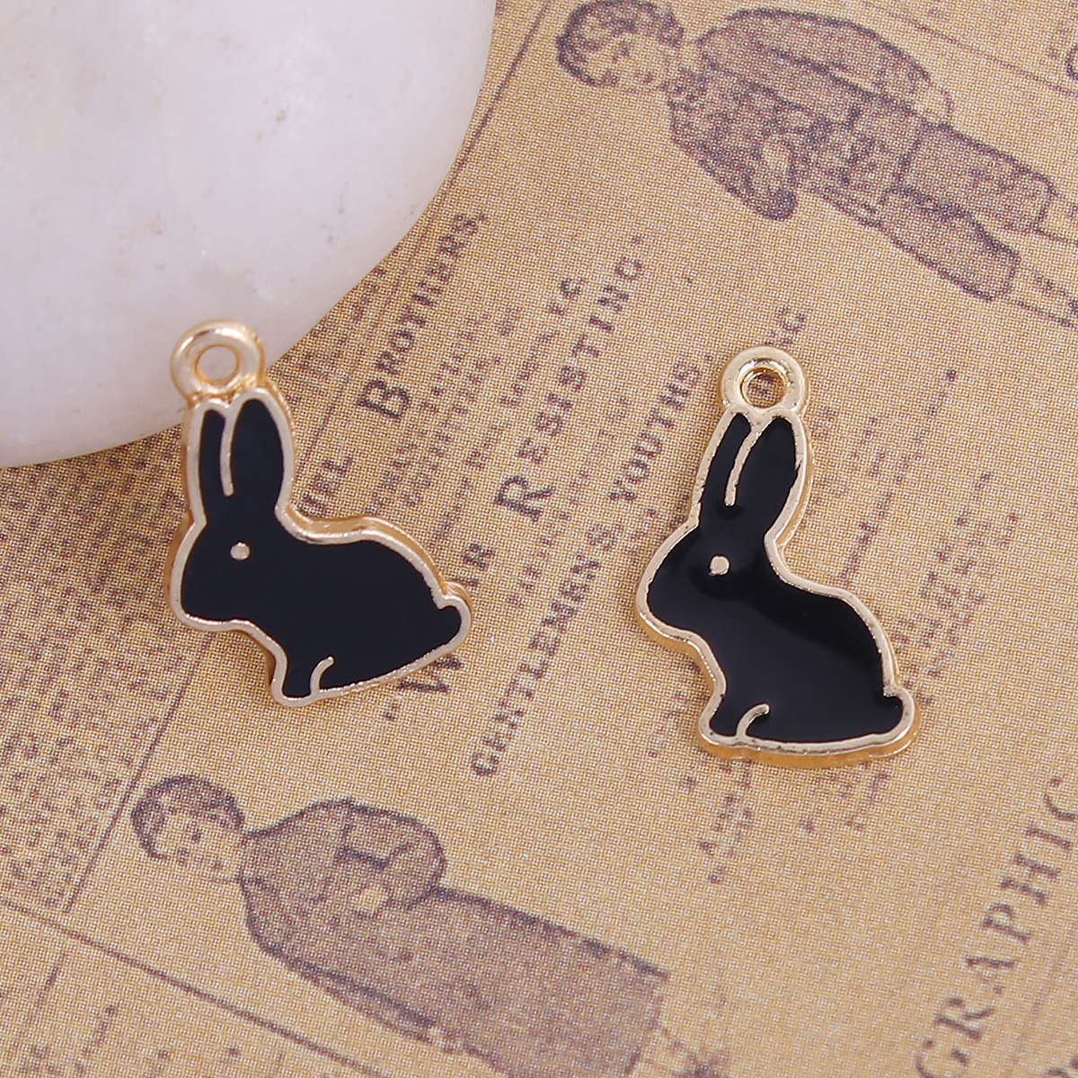 Charm -  Enameld Rabbit - 2