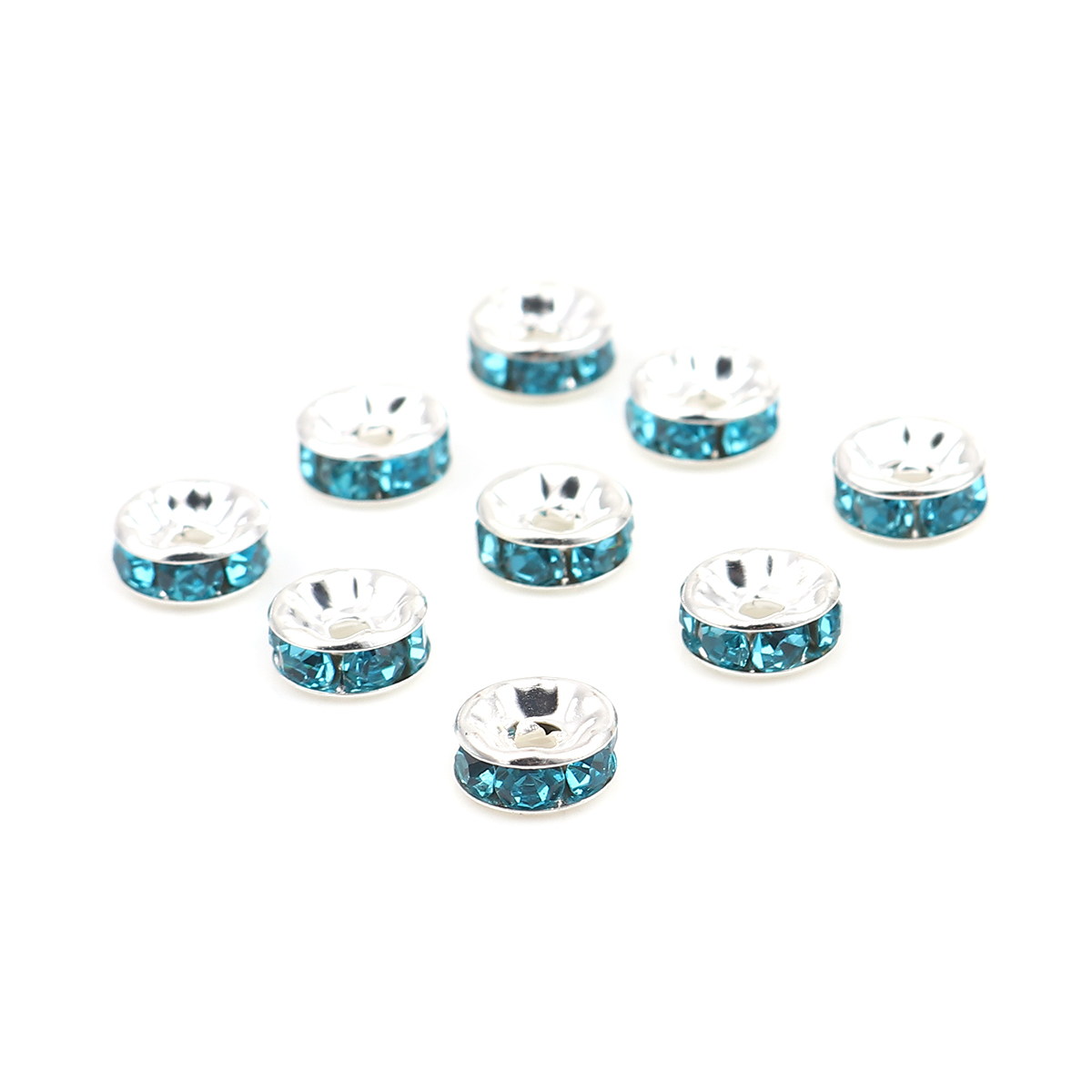 strassrondell, Silver 6mm Teal - 2