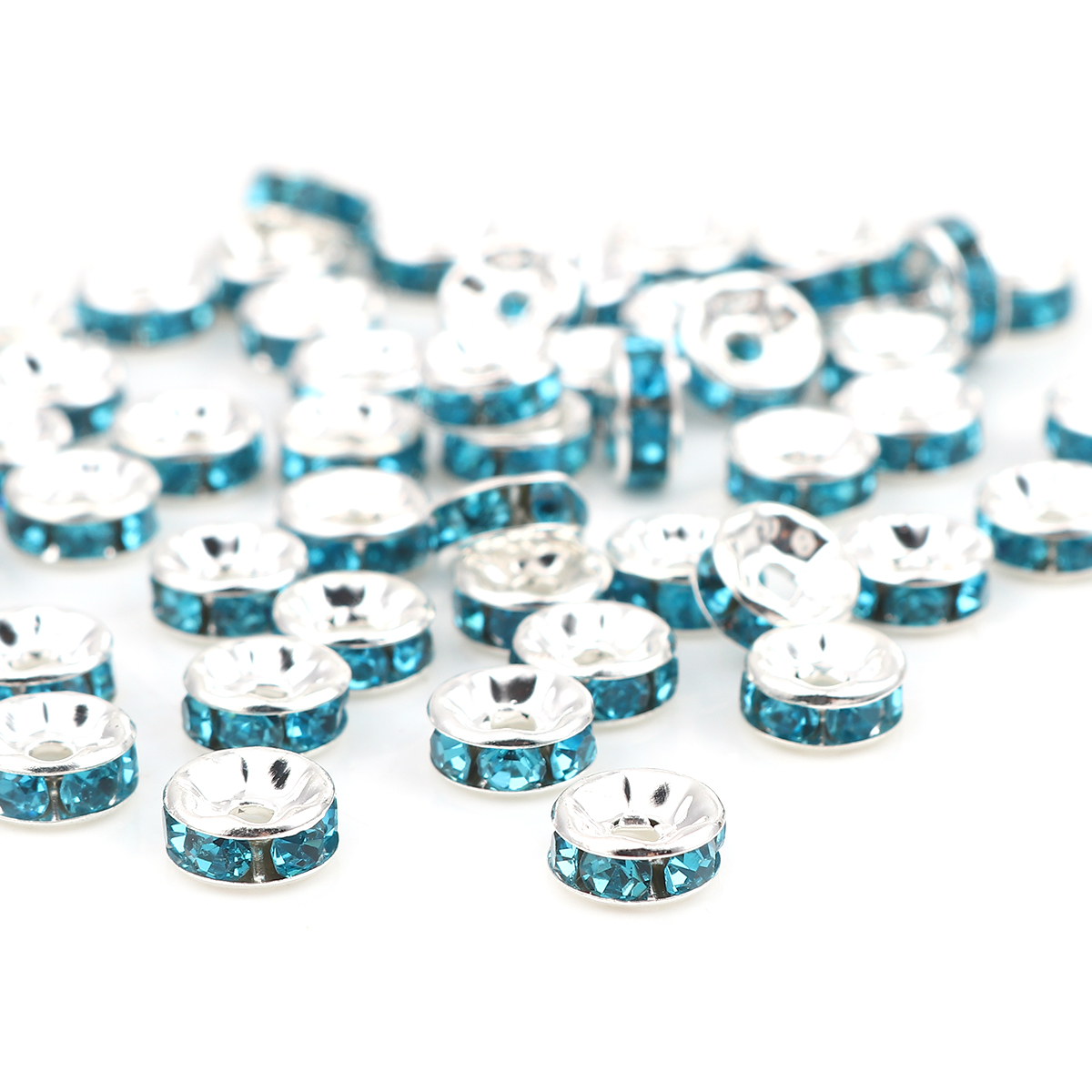 strassrondell, Silver 6mm Teal