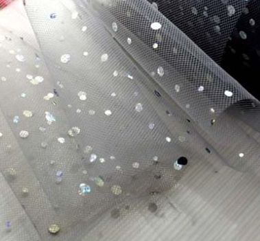 Organzatyg med glitter, Grå