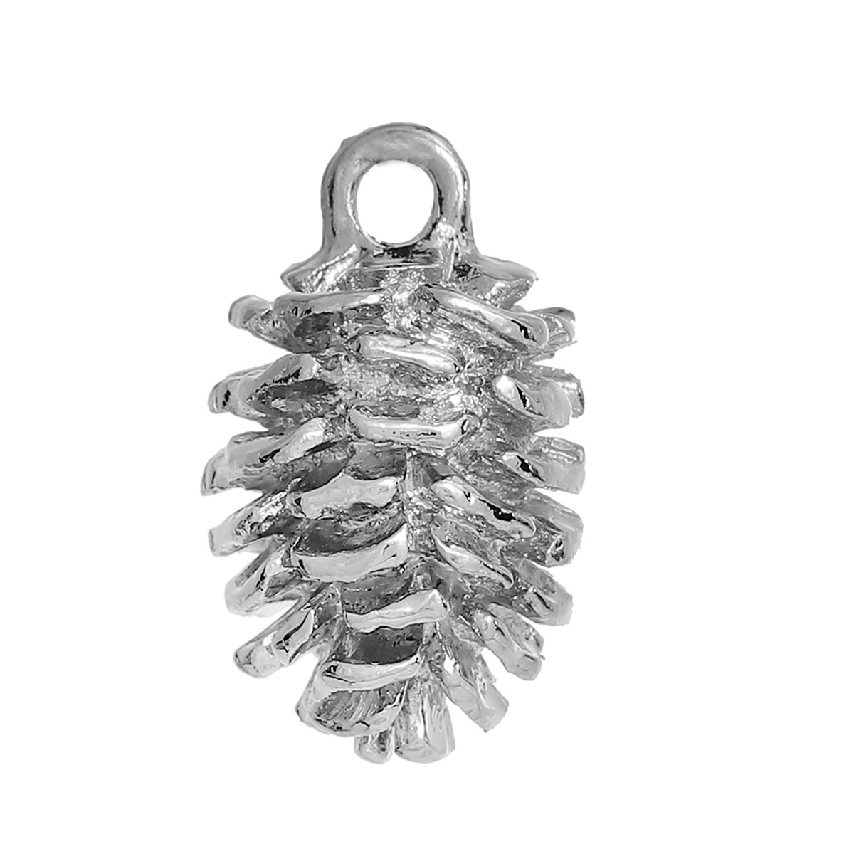 Charm,  Pinecone, 3D silver