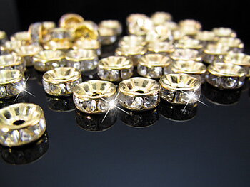 strass rondelle 8mm gold Clear