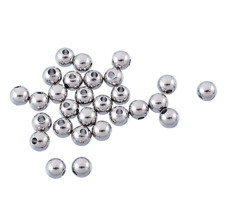 Pearl,  Stainless steel - round 5mm
