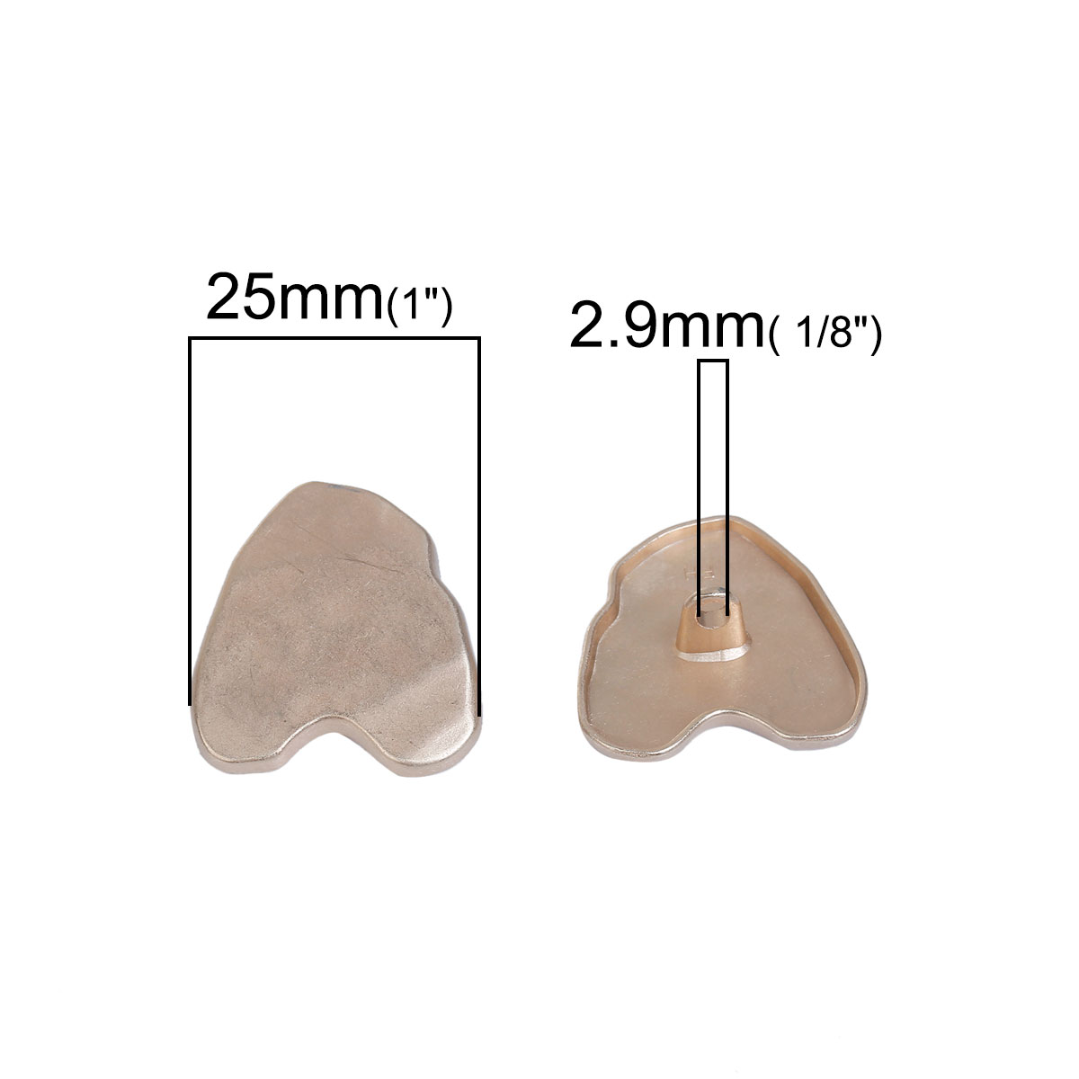 Buttons in the metal - Rosé Gold - irregular heart - 2