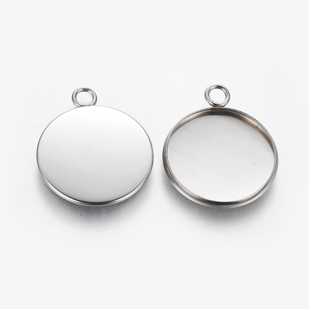 Cabochonhållare/ fäste- rund  Stainless Steel, 20mm