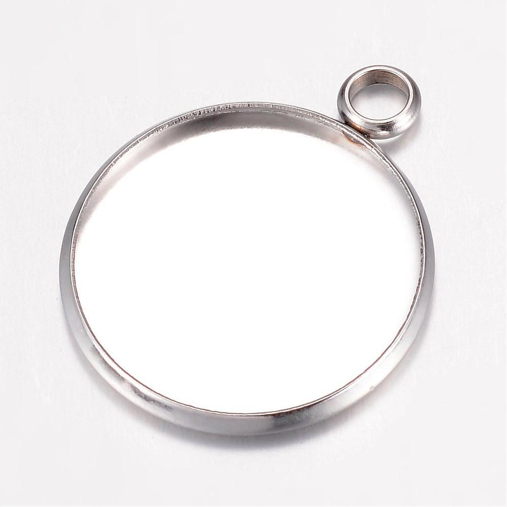 Cabochonhållare/ fäste- rund  Stainless Steel, 20mm - 2