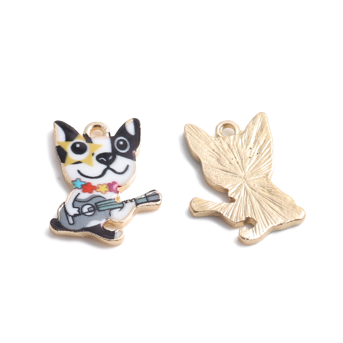 Charm   Enameld Dog,  guitar