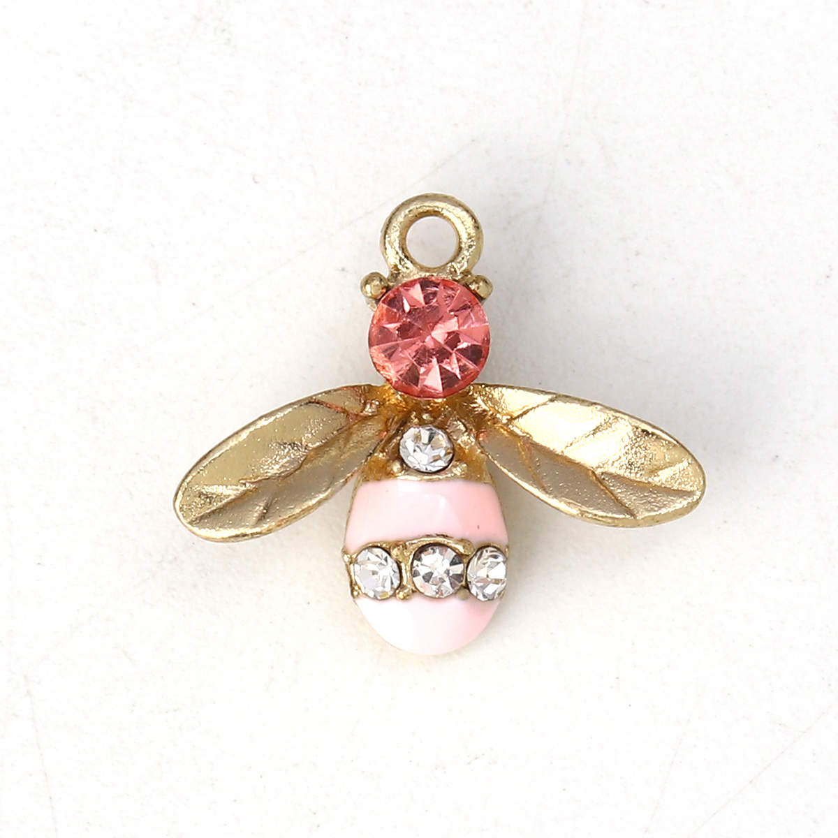 Charm   Enameld Bee w. rhinestone, Pink