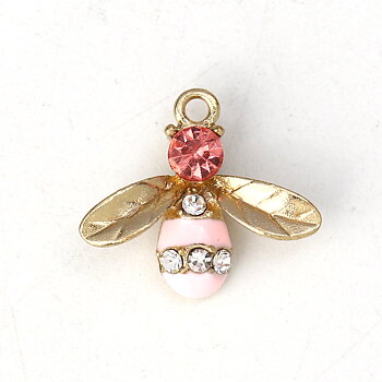 Charm   Enameld Bee w. rhinestone, Pink