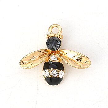 Charm   Enameld Bee w. rhinestone, Black