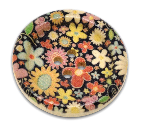 Wood buttons, 30mm  Flower Power