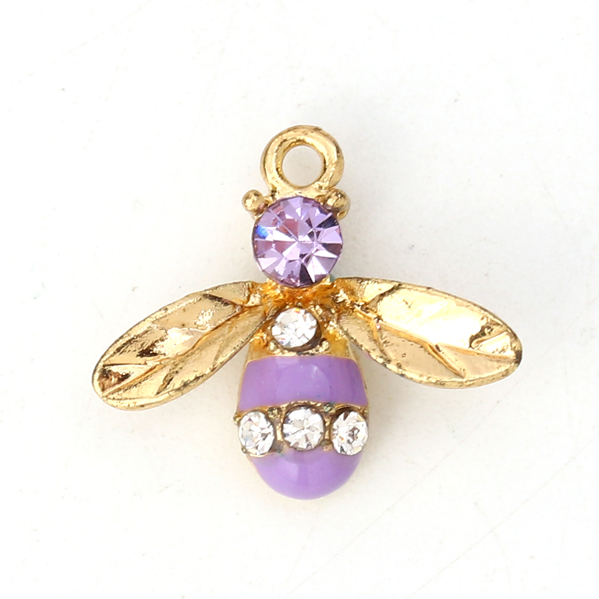 Charm   Enameld Bee w. rhinestone, Purple