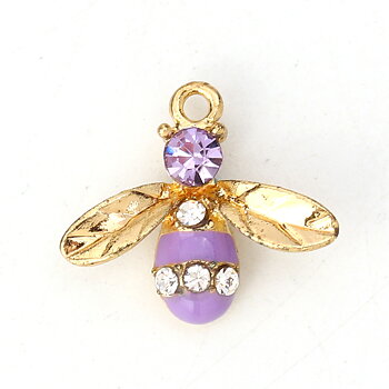 Charm   Enameld Bee w. rhinestone, Purple