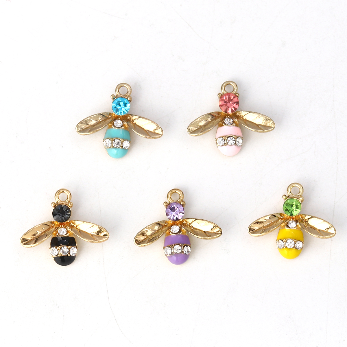 Charm   Enameld Bee w. rhinestone, Purple - 2