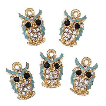 Charm   Enamel owl w rhinestone blue