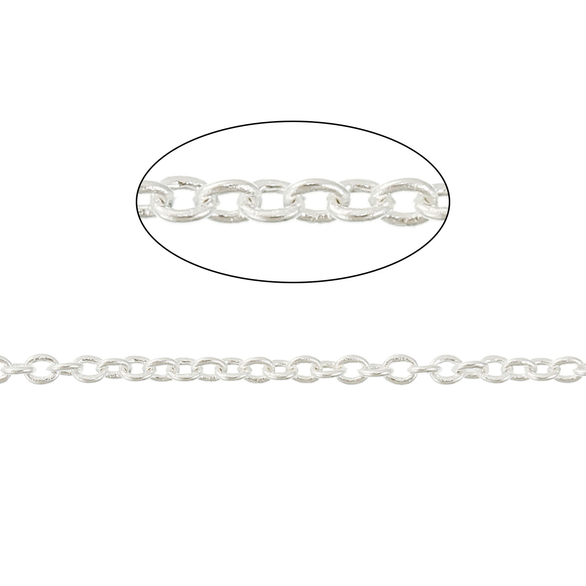 Kedja Silver, stängda länkar,  1.7x1.5mm, 1m