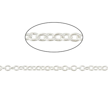Kedja Silver, stängda länkar,  1.7x1.5mm, 1m