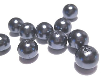 Waxed Glass Beads, 12mm, gunmetal