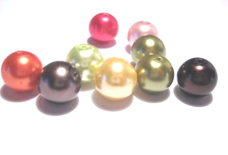 Waxed Glass Beads, 12mm, Mix
