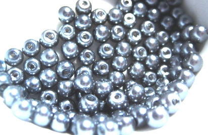 Waxed Glass Beads, 4mm , Grey