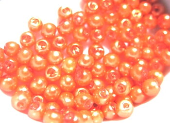 Waxed Glass Beads, 4mm ,  Dark orange