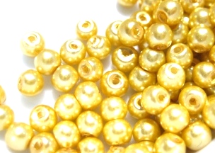 Vaxade Glaspärlor , 4mm  Guld