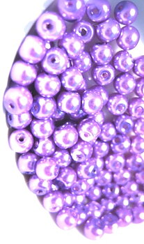 Waxed Glass Beads, 4mm ,  Purple