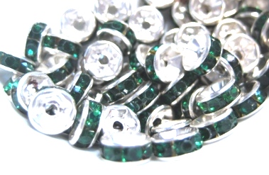 strass rondelle 6mm dark green