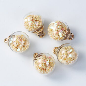 Charm  Glass Globe Bubble Bottle Charms ,beige stars