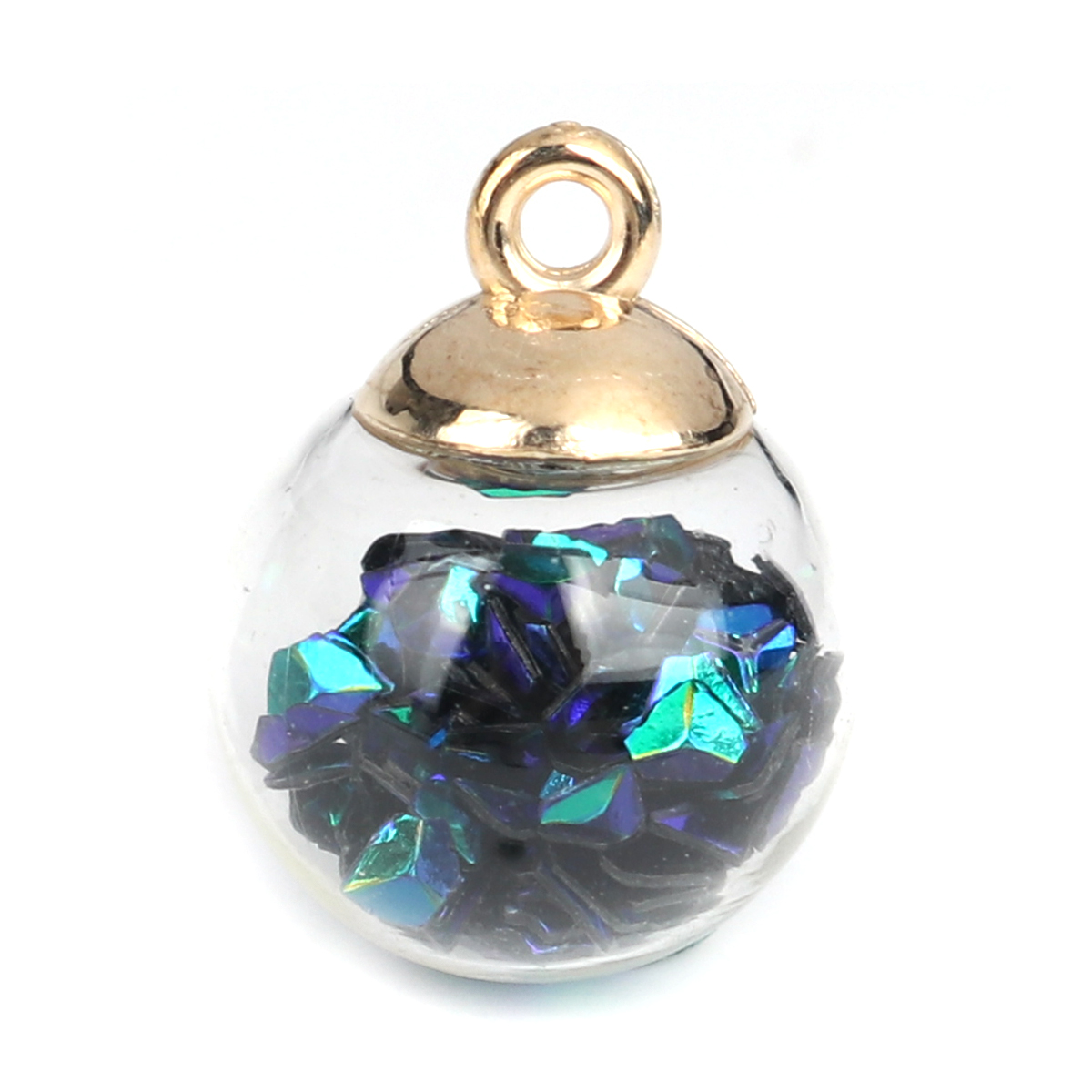 Charm  Glass Globe Bubble Bottle Charms , matal blue triangles