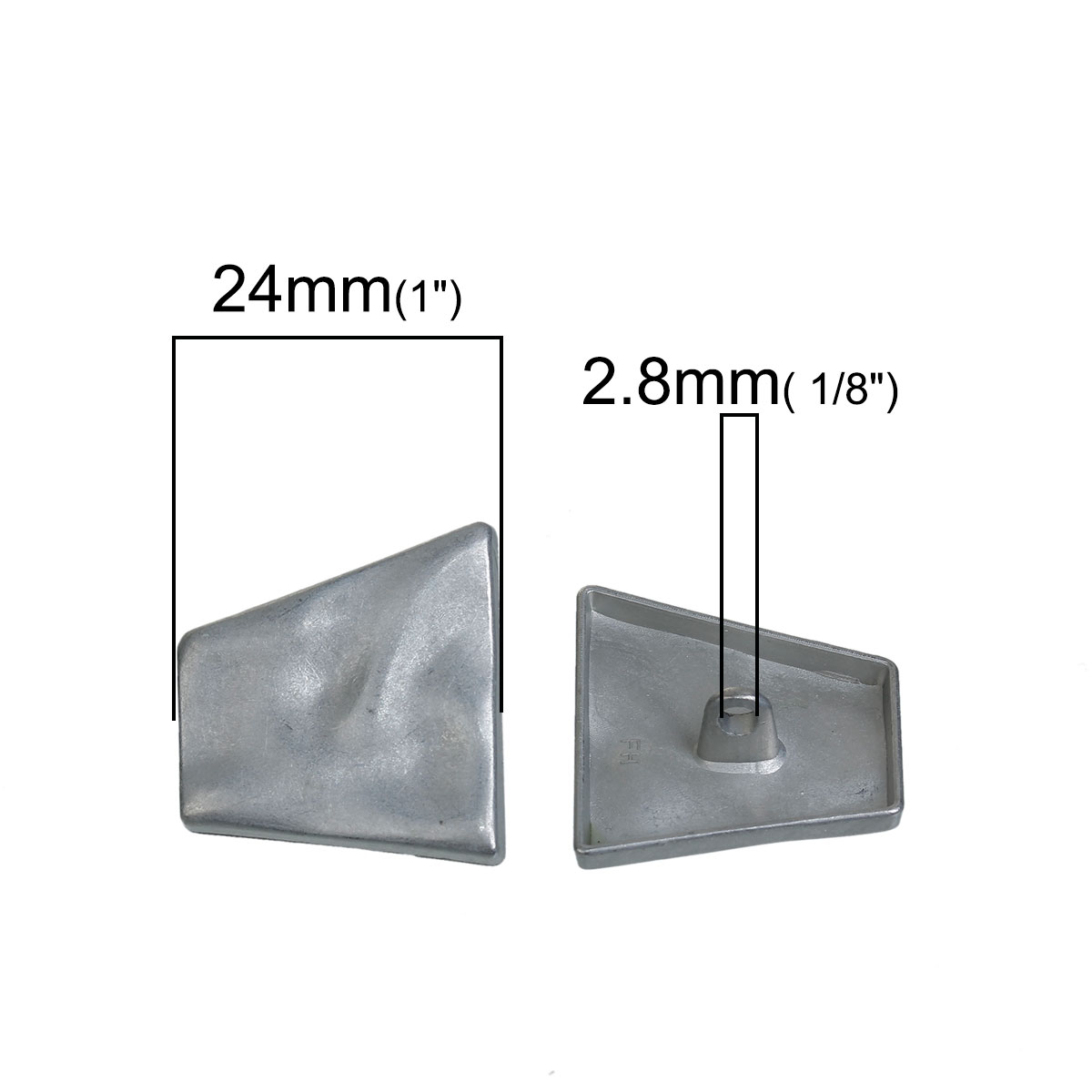 Buttons in the metal - Pewter - Trapezoid - 2