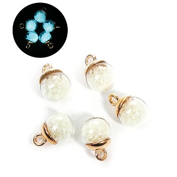 Charm  Glass Globe Bubble Bottle Charms gold ,  glow in the dark