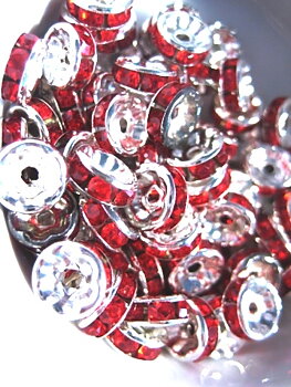 strassrondell, Silver 8mm  , Röd