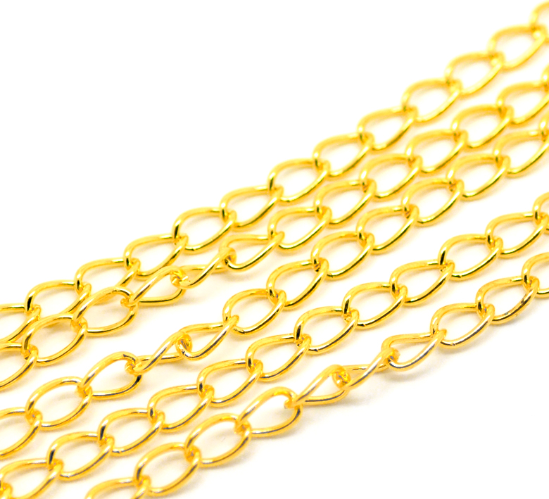 Kedja -oval, guld, 5x8mm 1m