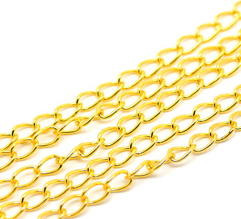 Kedja -oval, guld, 5x8mm 1m
