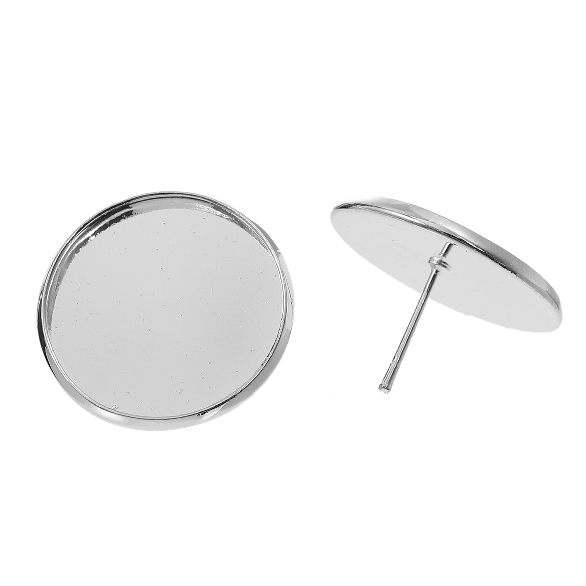 Ear Post Silver Plated Cabochon Settings 