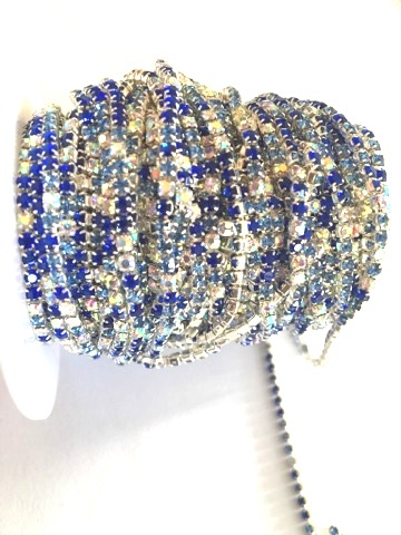 Rhinestone Chain Silver Blue/clear AB SS6 - 2
