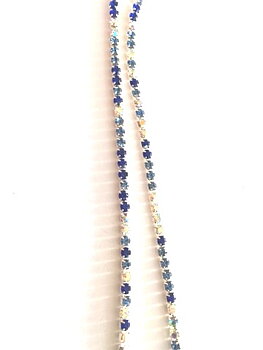 Rhinestone Chain Silver Blue/clear AB SS6