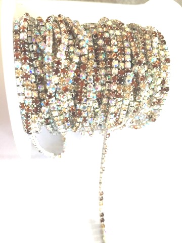 Strass-Kedja - Silver, Brun/Clear AB nyans, SS6