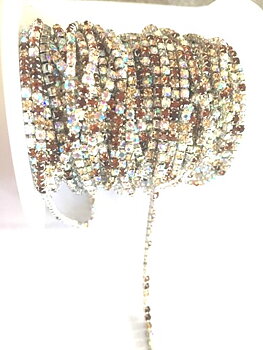 Rhinestone Chain Silver brown/clear AB SS6