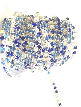 Rhinestone Chain Silverblue/clear AB SS12
