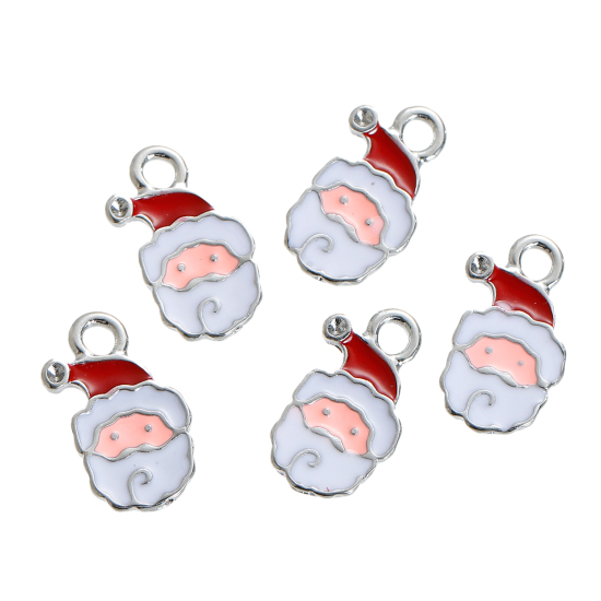 Berlock -   Emaljerad Jultomte ansikte, rhinestone - 2