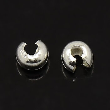 Silver plated Crimps Bead cover 4mm